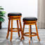 Tabouret de bar 30 po au fini naturel, siège en tissu gris anthracite