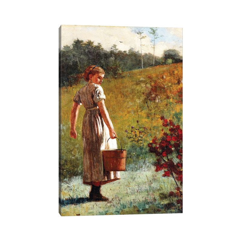 Returning From The Sping, 1874 by Winslow Homer - Painting on Canvas, 30.48cm H x 20.32cm W x 1.91cm D, Wrapped Canvas