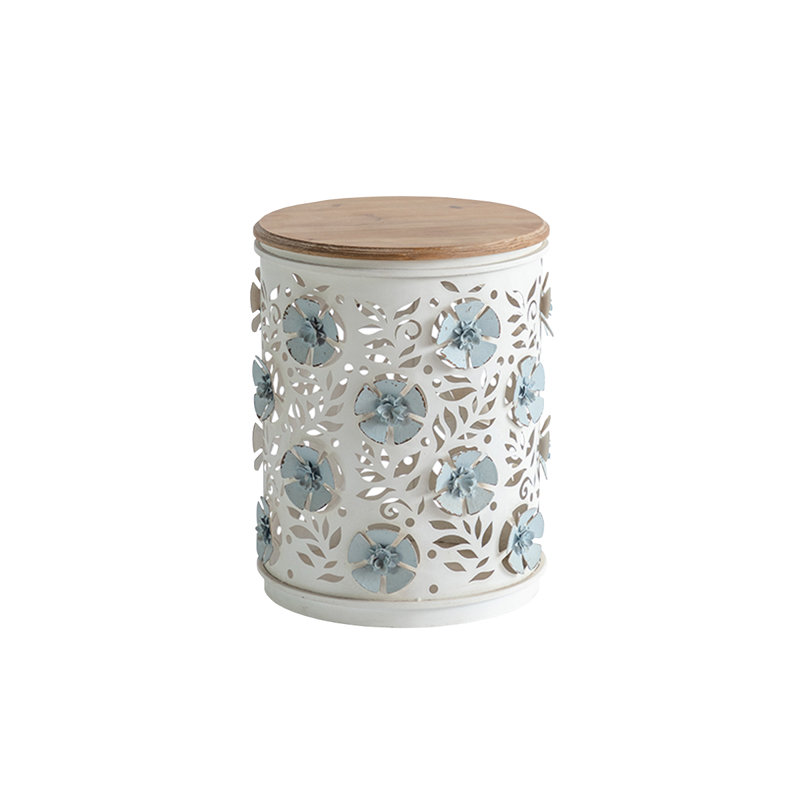 Modern Solid Wood Iron End Table