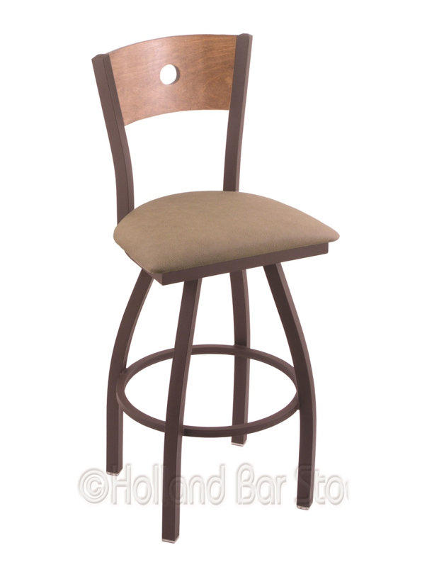 Tabouret de bar pivotant de 36" Lareau, Allante Espresso, Bronze, Érable moyen