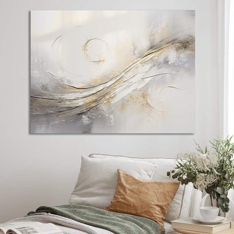 Note de musique abstraite, grâce argentée - musique, art mural, Toile tendue, H 16 po x l 32 po x P 1 po