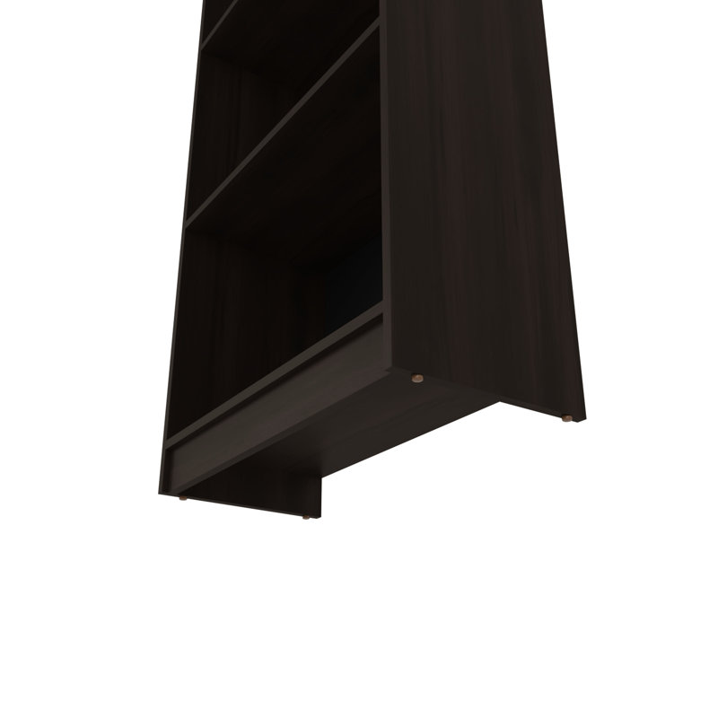 Bibliothèque à 4 tablettes en noyer teinté pour rangement vertical de cartes, rangement pour garde-manger à structure en bois Classic Simplicity