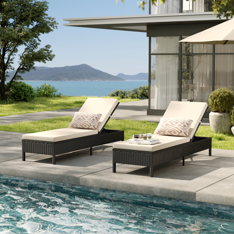 Outdoor Adjustable Sun Loungers Set Of Two