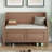 Rustic Solid Wood Entryway Storage Bench with Safety Hinge and Beige Cushion-1572780945