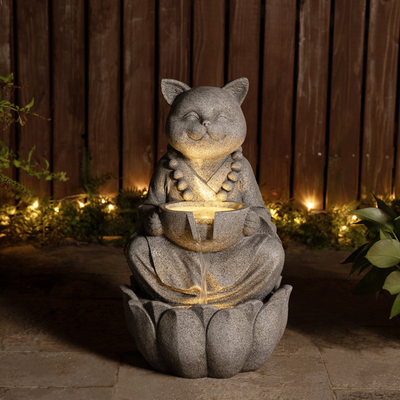 Outdoor Sculptural Fountain with Lights