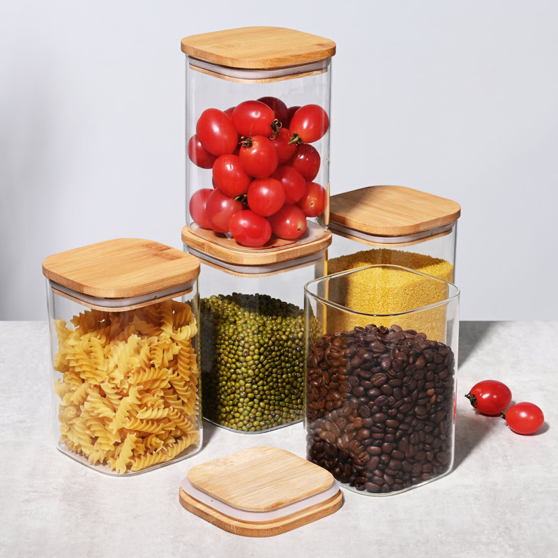 Pot en verre et pots de rangement en verre