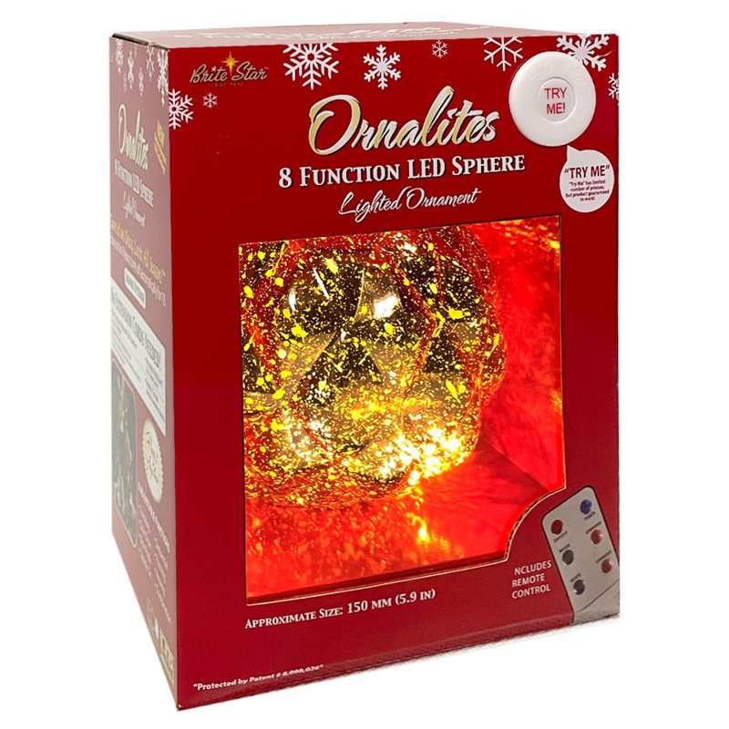 5.9'' Lighted Ball Ornament, Gold