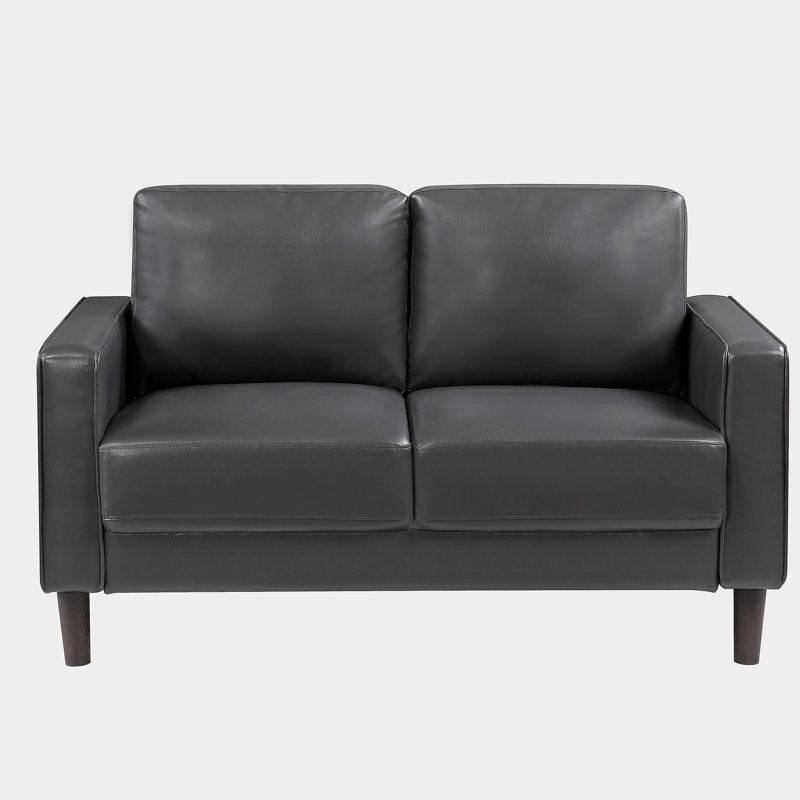 Canapé confortable à dossier rembourré en similicuir gris foncé Modern, Gris foncé