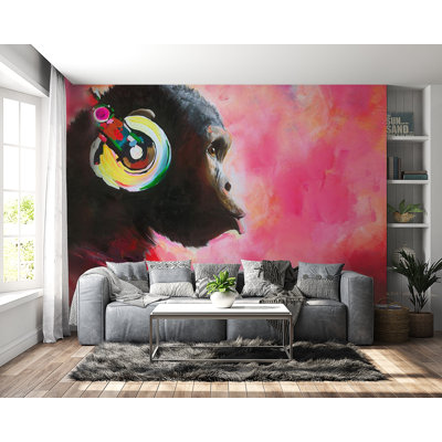Adhésif mural musique singe pelez et collez
