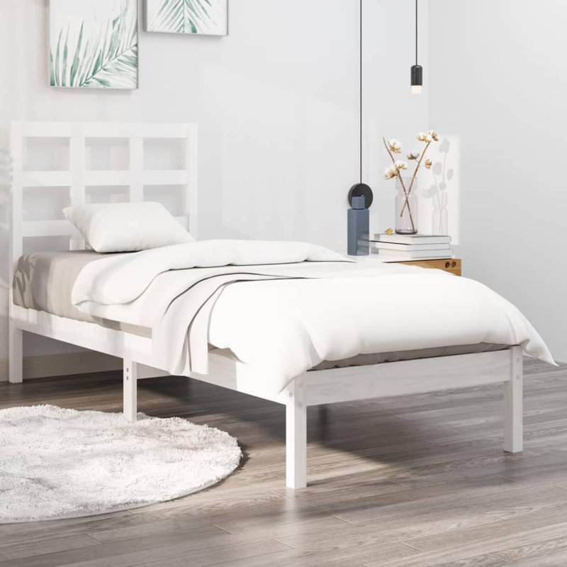 Bed Frame Solid Wood, Small Single (2'6), white