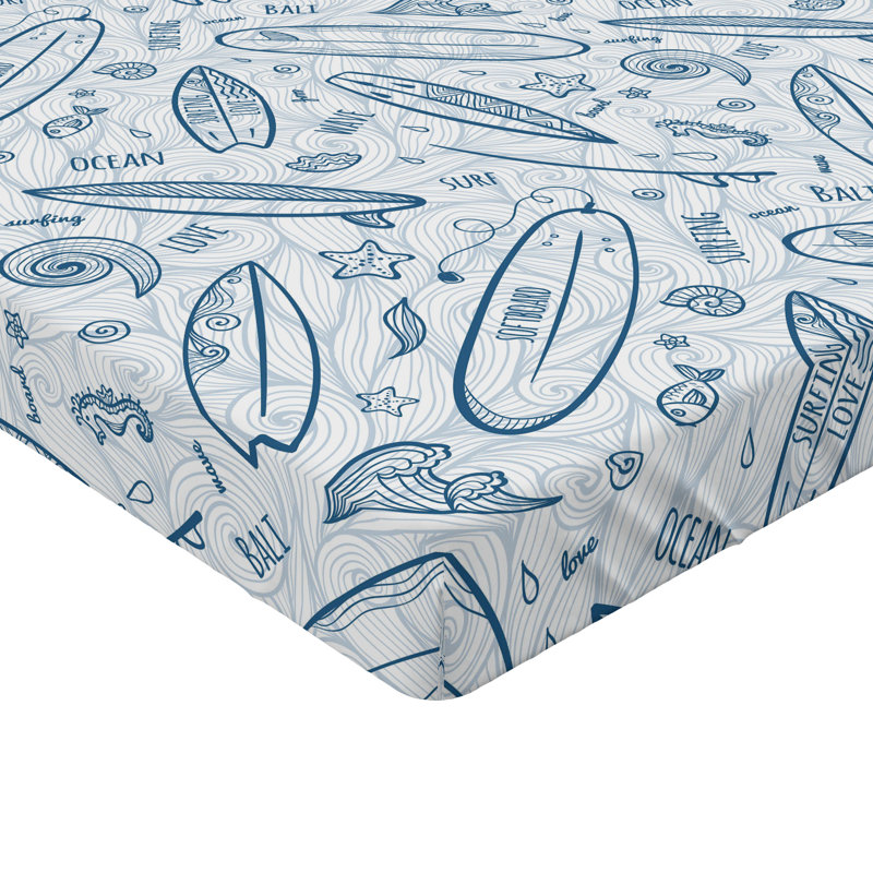 Ensemble de 2 draps de planche de surf Ambesonne Doodle Summertime Bleu pétrole bleu ardoise