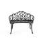 Siège de véranda en fonte d'aluminium noir - Banc d'extérieur stable, rouille, confortable et tendance imperméable, avec structure stable et élégante décoration papillon