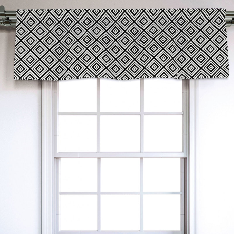 Sateen Geometric Ruffled Window Valance