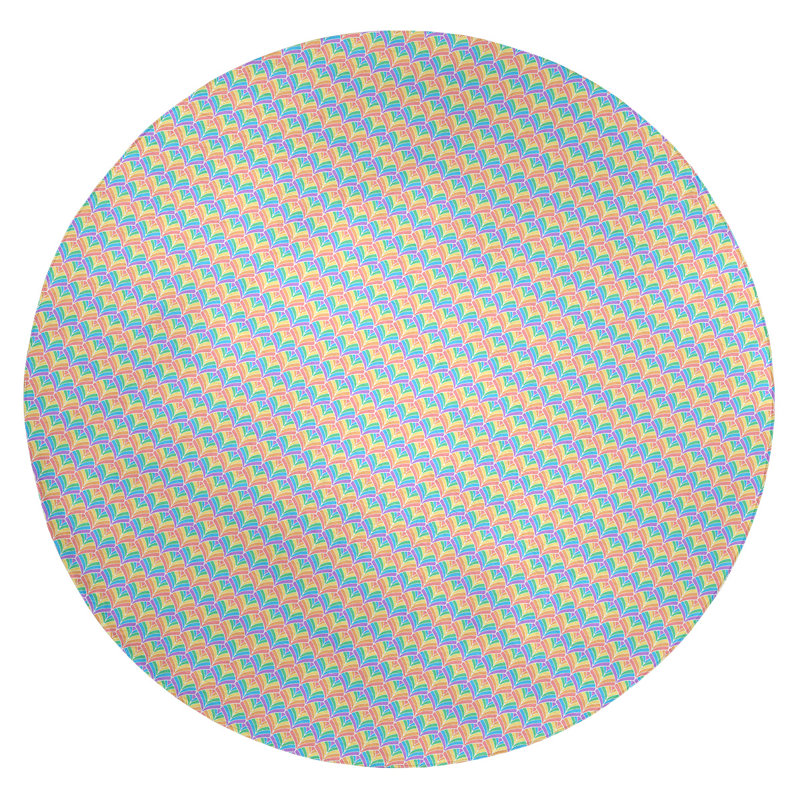 Tapis bleu royal/jaune/pérou, Rond 5 pi
