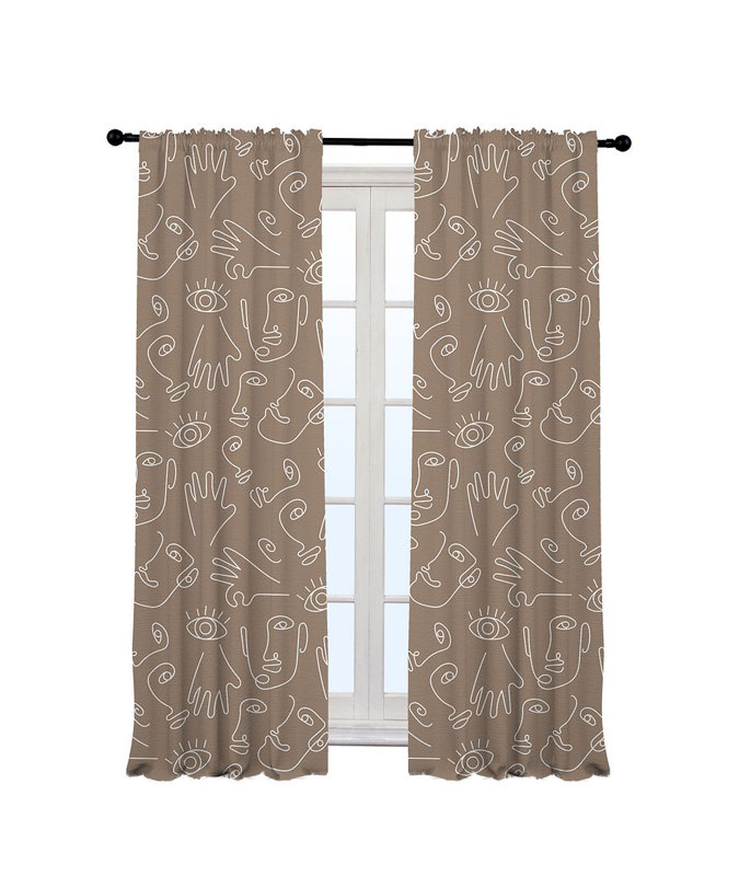Bowlby Semi Sheer Curtain Pair, 140cm Width x 225cm Drop, Beige