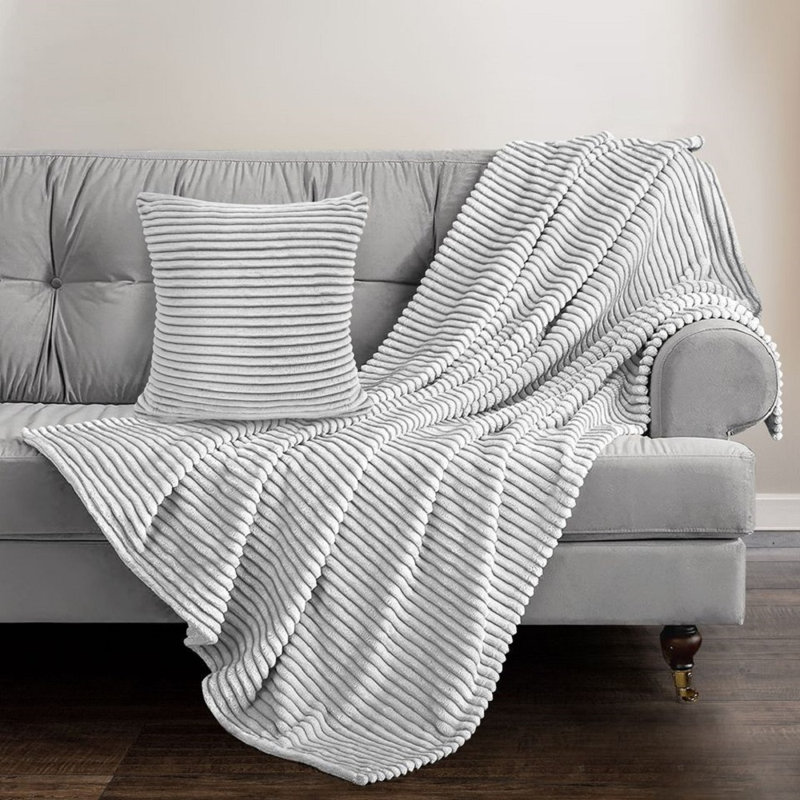 Allia Thermal Modern Printed Cord Throw Blanket, W150 x L200cm, Charcoal