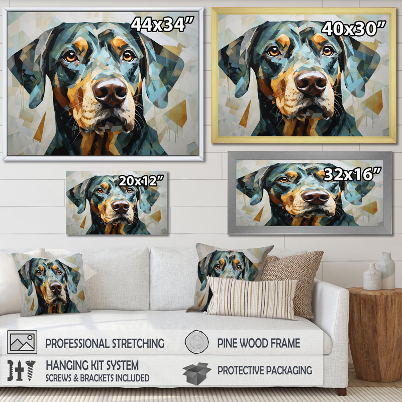 Portrait de regard sur toile Sheperds, H 12 po x l 20 po x P 1 po, Cadre flottant noir