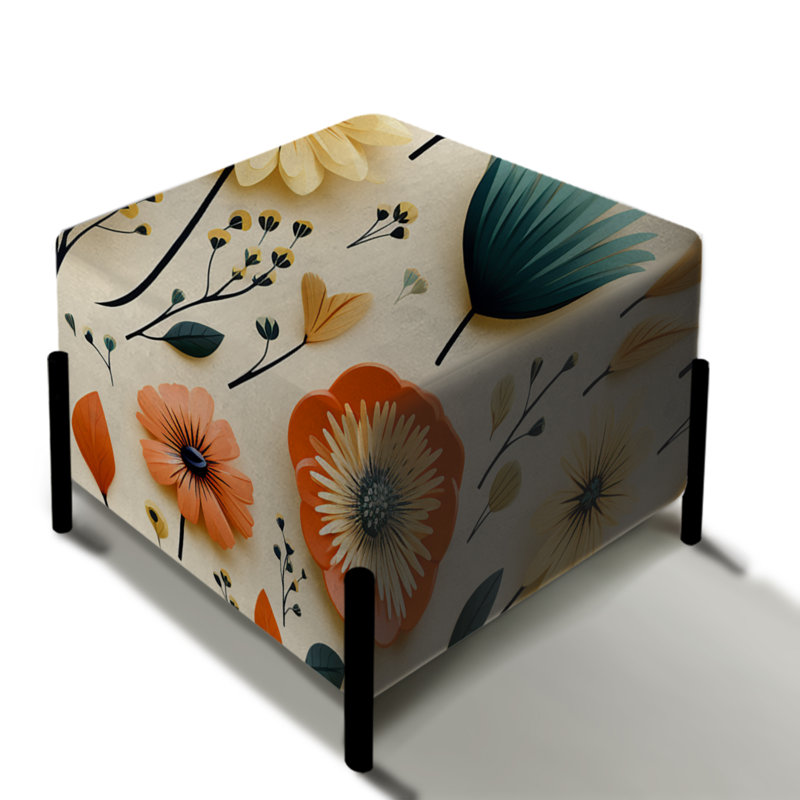 Vintage Florals - Repose-pieds carré Mid-Century