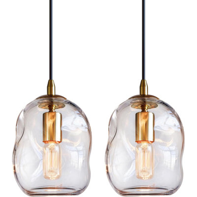 Ensemble de 2 lampes sphériques en verre transparent Modern Contemporacy