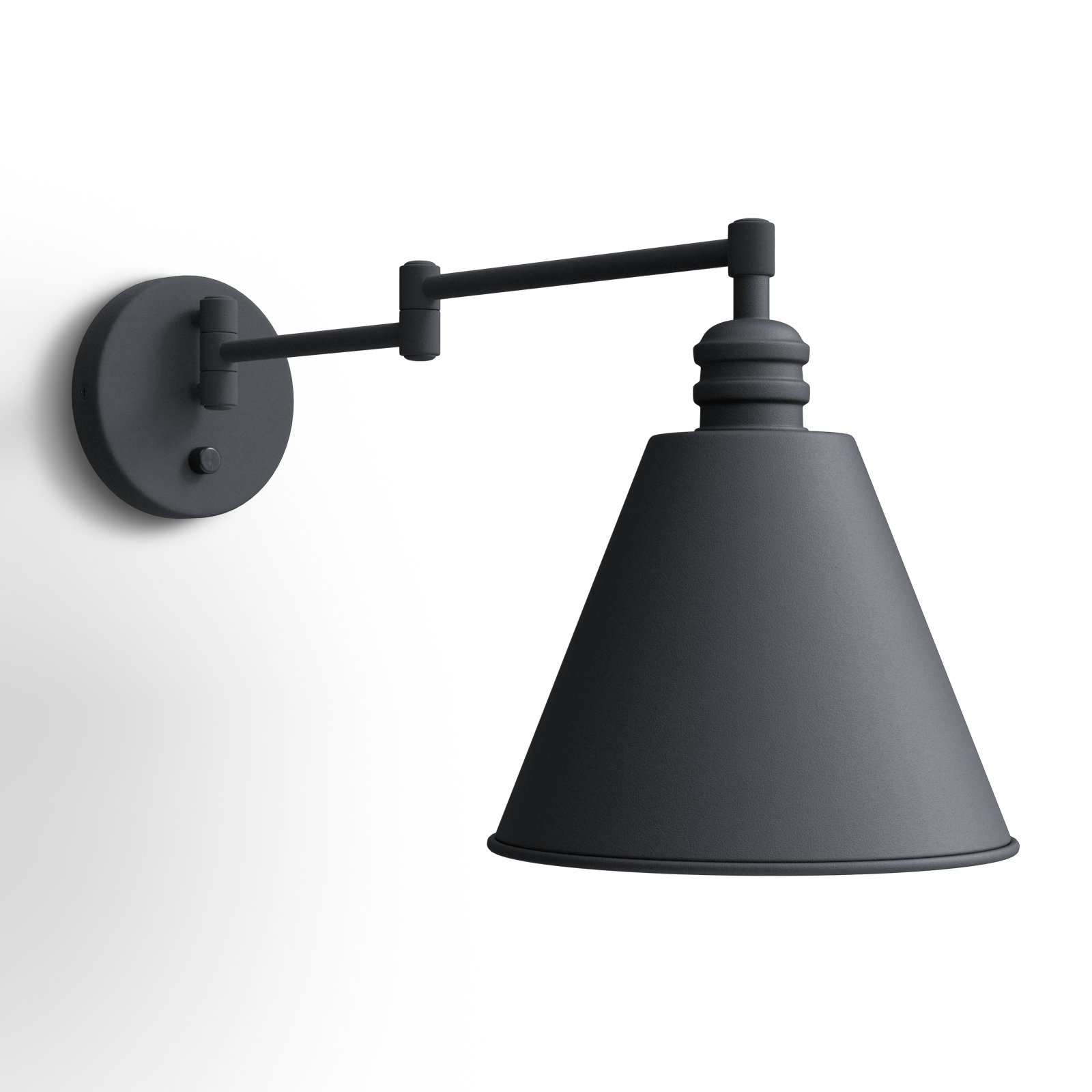 Cidni Single Light Dimmable Swing Arm Sconce, Black