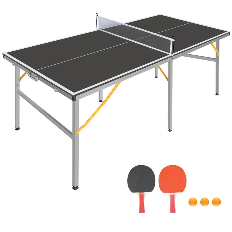 Ensemble de table de ping-pong pliable et portable 6 pi noir, Noir