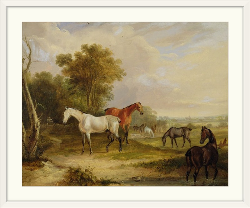« chevaux-pâturages », impression, H 8 po x l 10 po x P 1,5 po, Toile