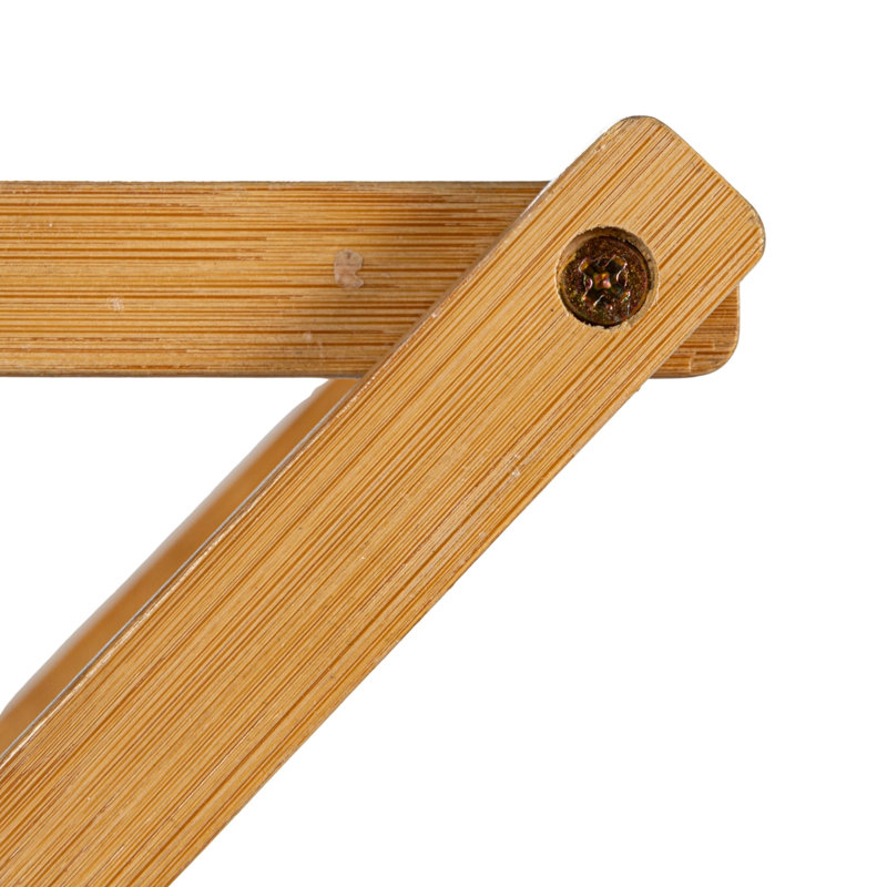 Compact Bamboo and Black Folding Clothes Drying Rack