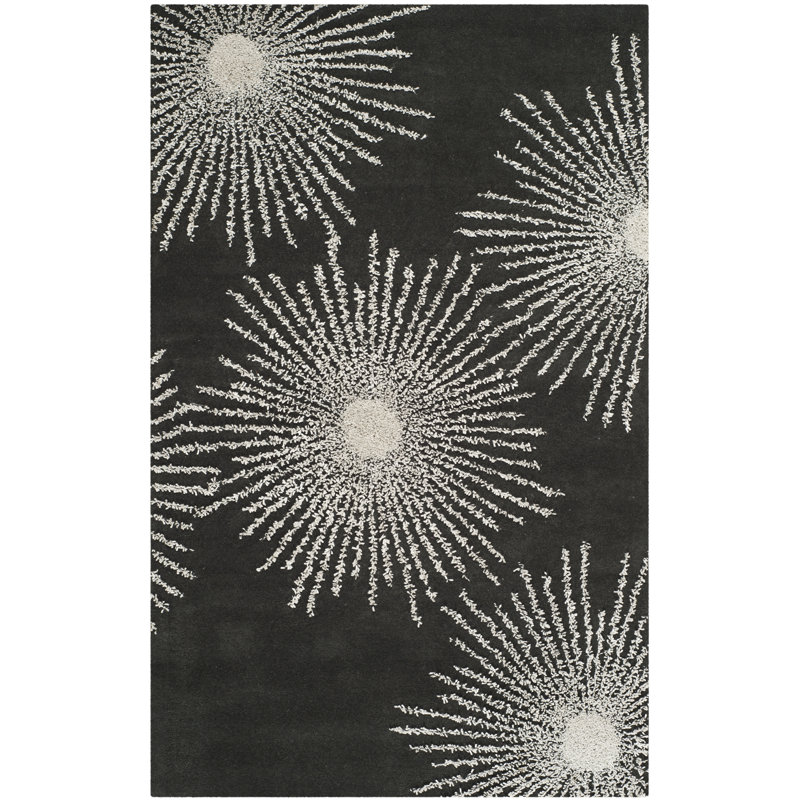 Tapis intérieur / extérieur à motif floral naturel / bleu Amier, Rectangle 2 pi x 3 pi
