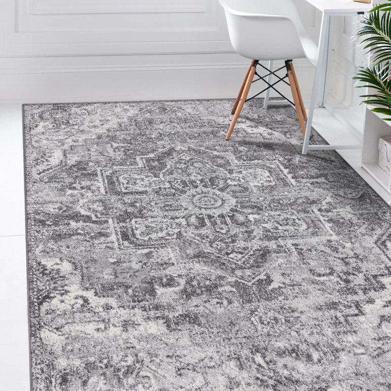 Tapis gris / blanc Fairbank, Rectangle de 8 pi x 10 pi