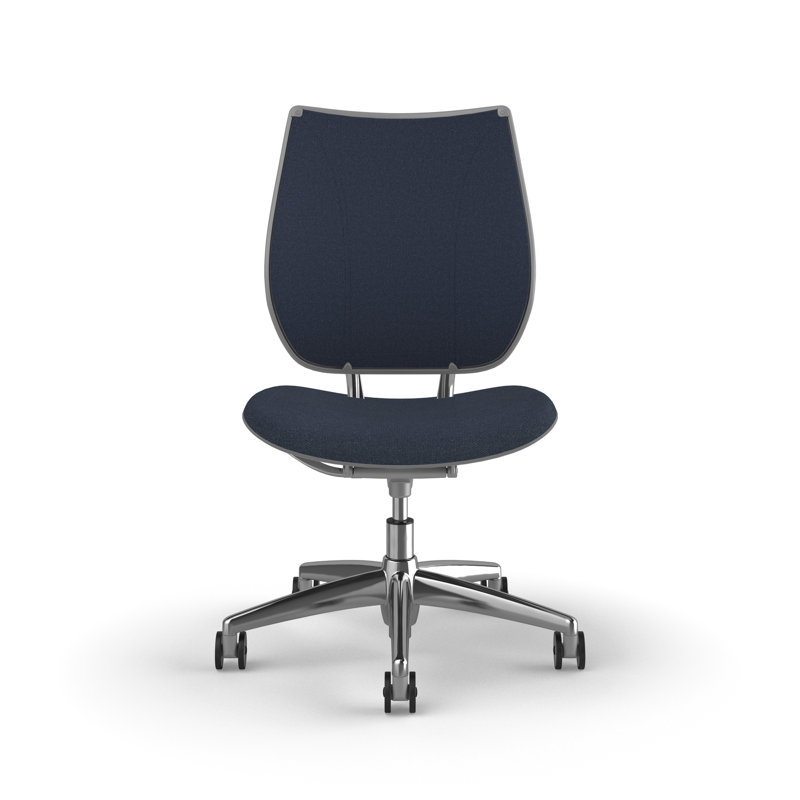 Chaise de travail ergonomique avec dossier rembourré Liberty, Sans accoudoirs, Bleu ardoise - 0751