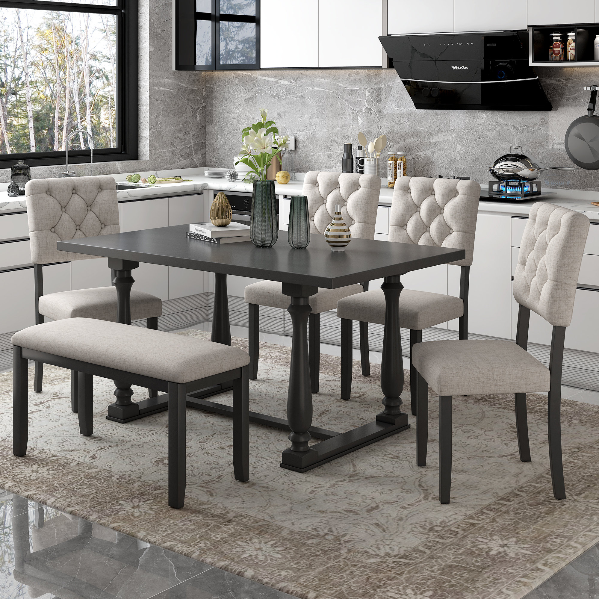 Round table with online cushion chairs