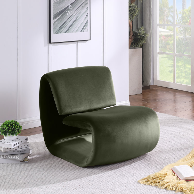 Fauteuil d'appoint en velours Koco, Velours vert