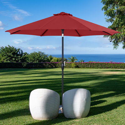 9 Foot Self-Tilting Patio Umbrella, Outdoor Market Umbrella with Fade Resistant Canopy, Luxury Vint