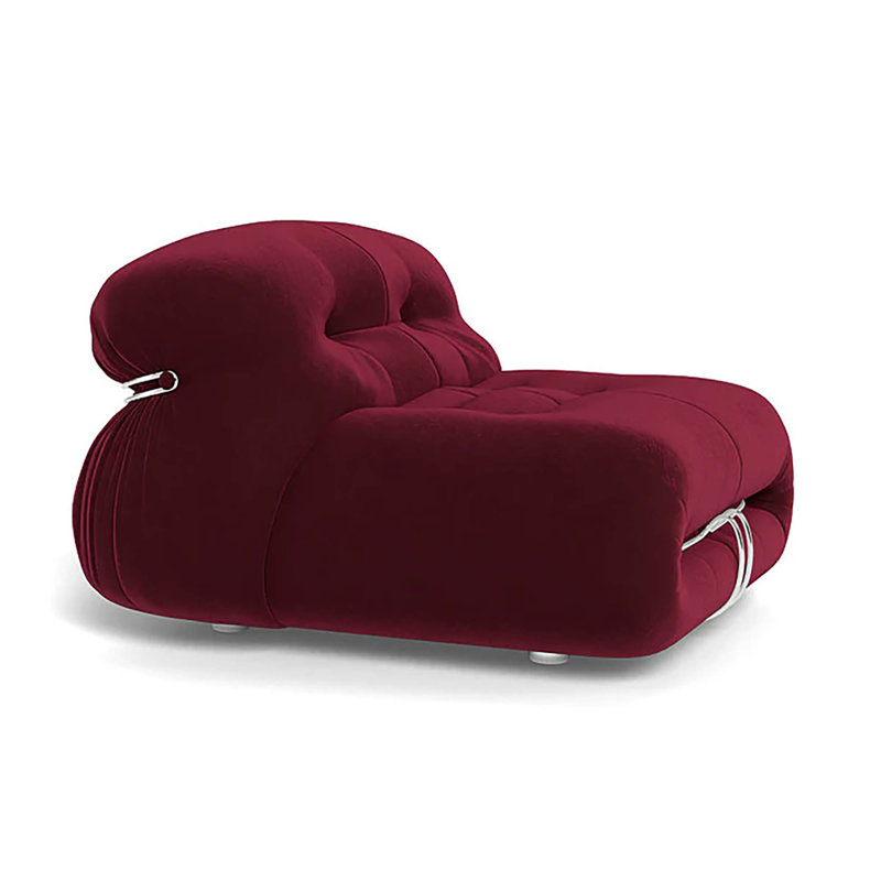 Fauteuil de chambre rembourré Ashtola, Velours rouge
