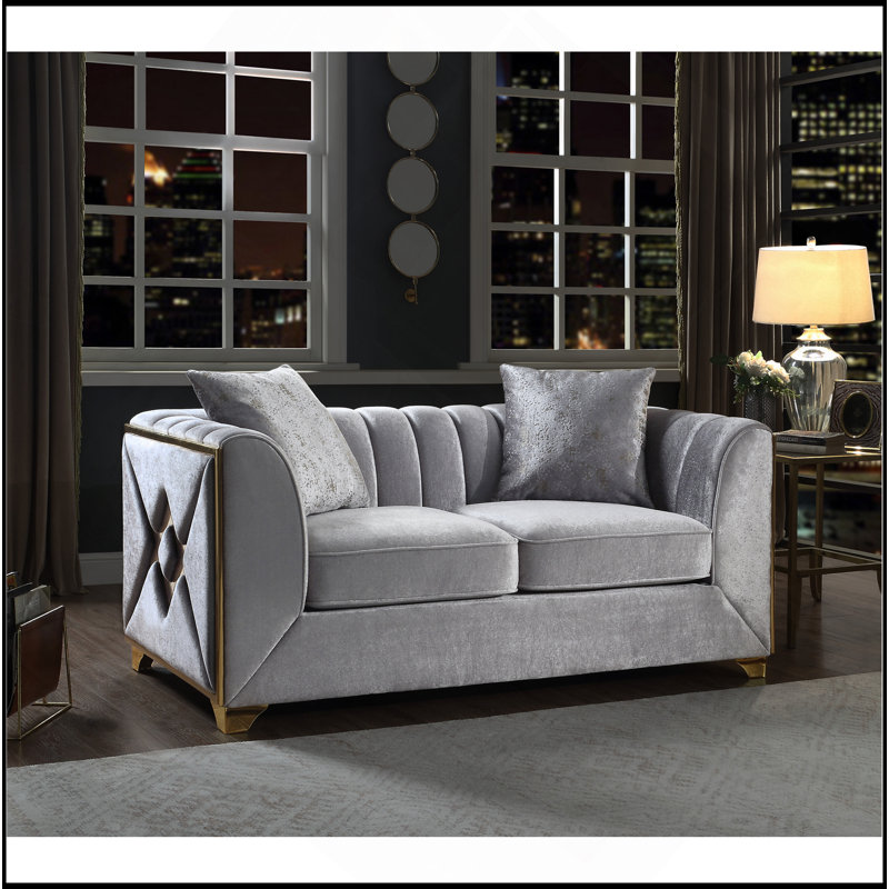 Causeuse de style moderne en argent, Gris