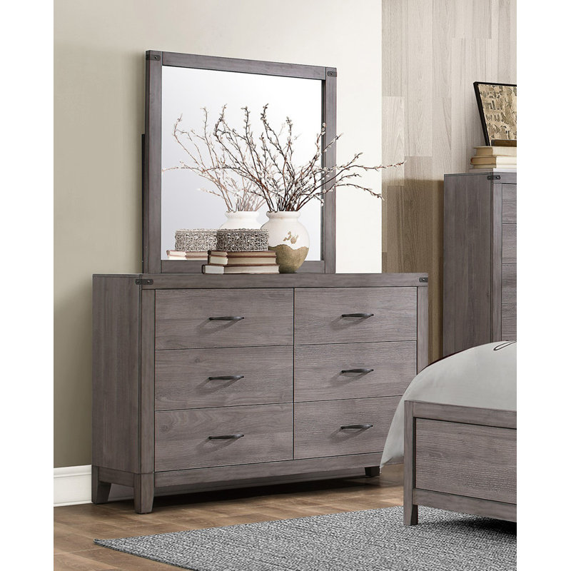 Commode 6 pièces en mélamine de qualité industrielle avec finition brun gris