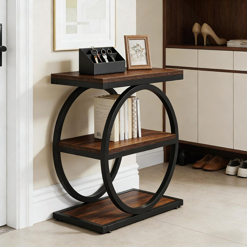 Table d'appoint à 3 niveaux avec design industriel, rangement spacieux et utilisation polyvalente pour les espaces de vie modernes