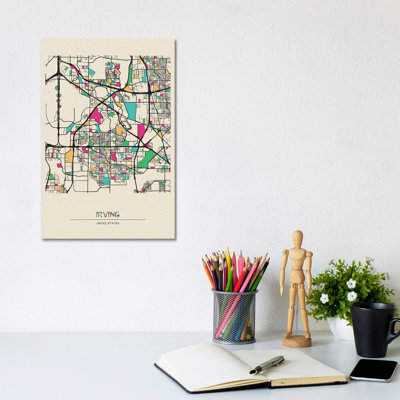 Irving, Texas Map by Ayse Deniz Akerman - Wrapped Canvas Gallery-Wrapped Canvas Giclée