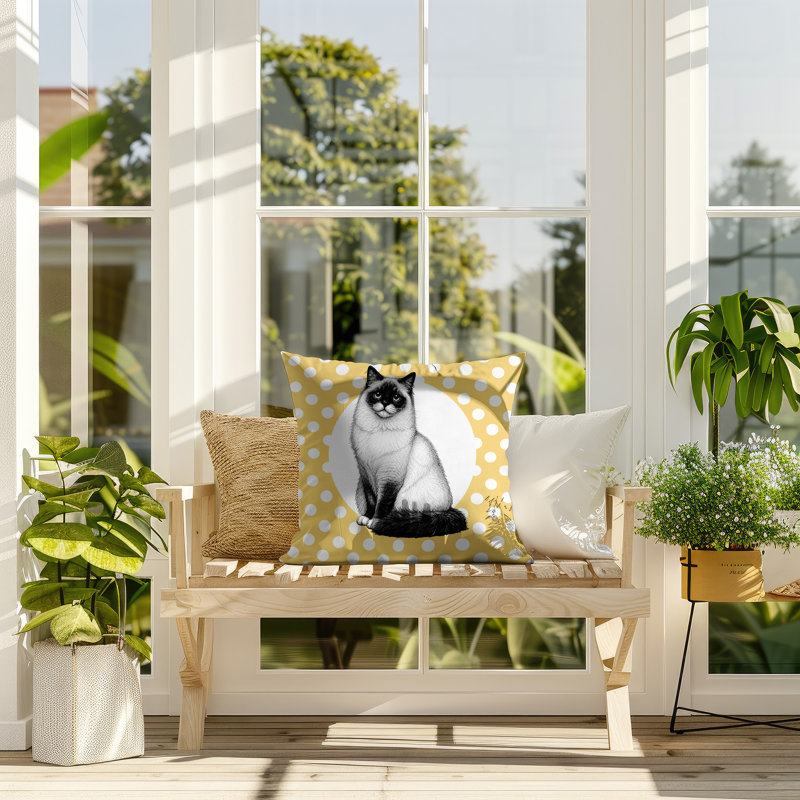 Oreiller réversible intérieur / extérieur Ragdoll Cat, 18x18, Yellow
