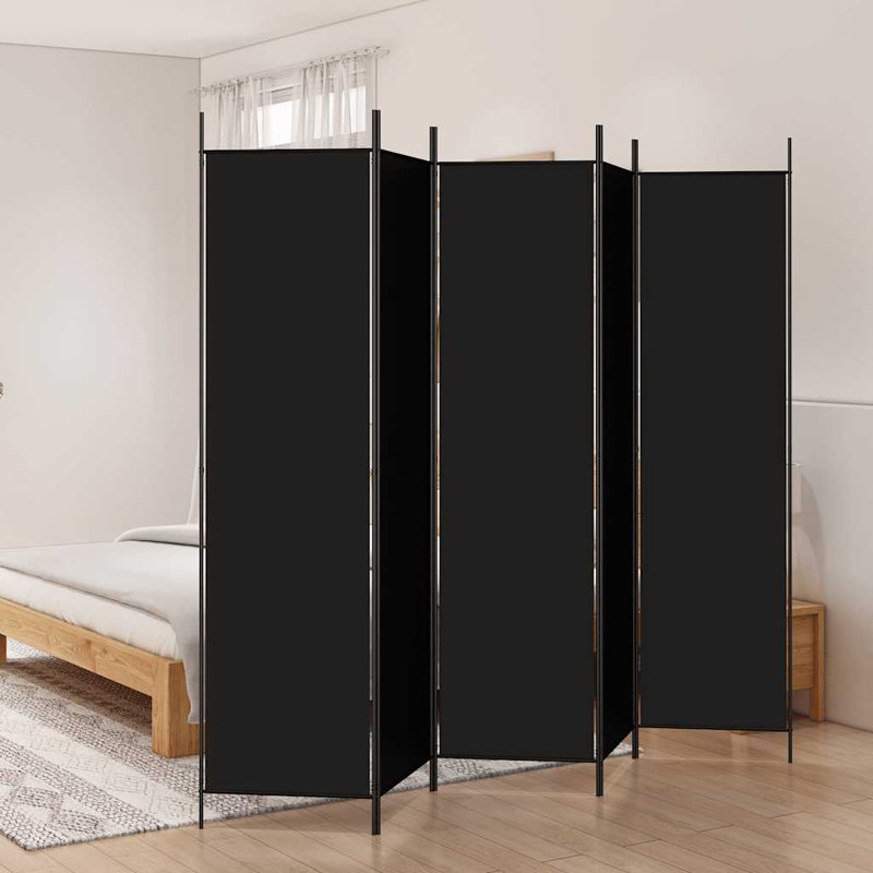 Paravent 5 panneaux diviseur d'intimité noir 98,4 x 78,7 po, Black