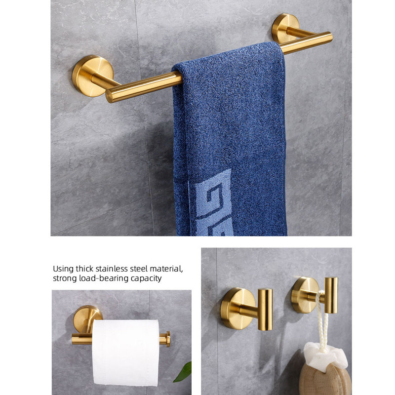 4 - Piece Bathroom Hardware Set, Gold