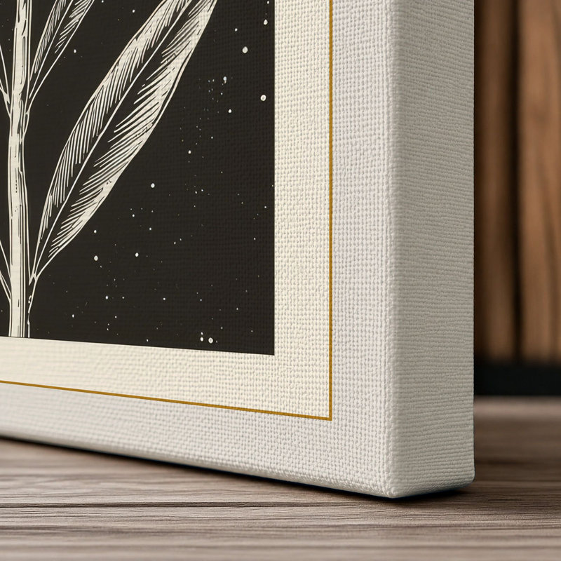 Geometric Daisy Botanical - Wrapped Canvas, 18x12 - 45.7 x 30.5 cm, Cream Border