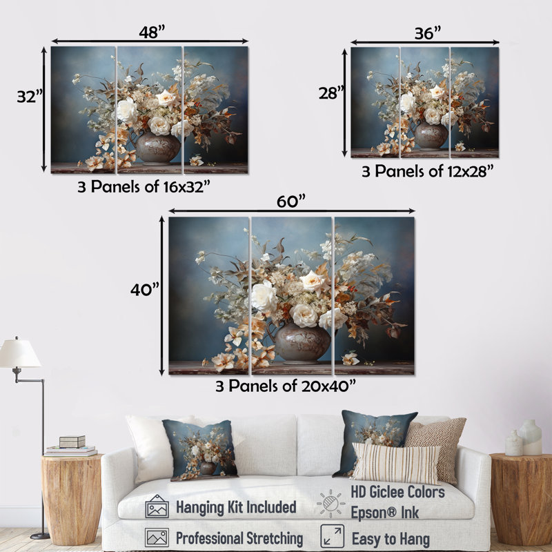Elegant Minimalism Flower Vase In Every Season - Seasonal Flowers Wall Decor Set, 40" H x 60" W x 1" D