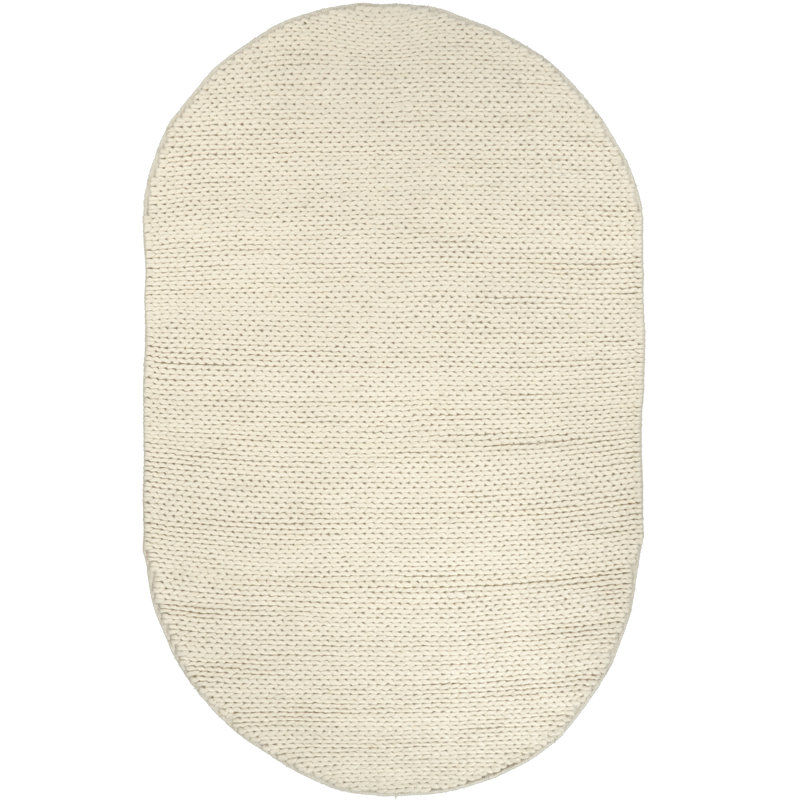 Dunanney Hand Braided Ivory Area Rug, Oval 5' x 8'