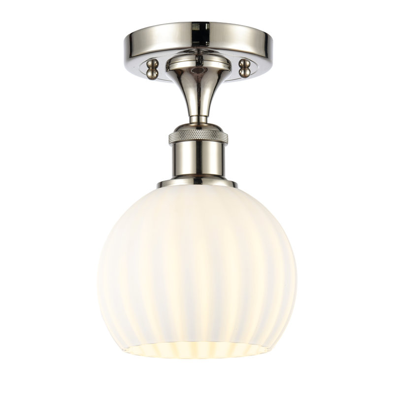 Plafonnier semi-encastré 1 lumière Ballston - Adriao, Nickel poli, H 9,25 po x l 6 po x P 6 po