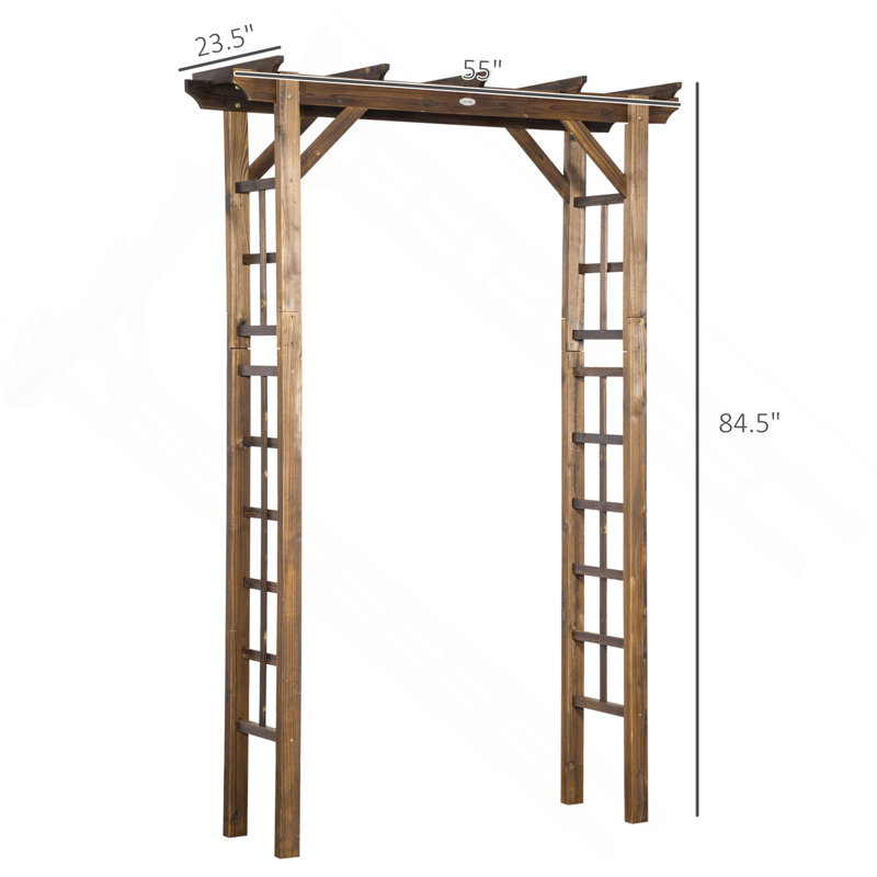 Tonnelle de jardin en bois pour mariage et cérémonie Outsunny 85 po, treillis arqué pour vignes grimpantes, Brown