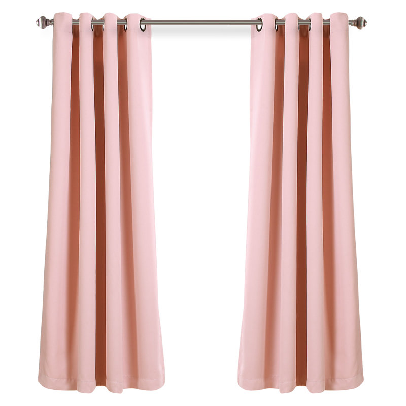 Insulated Blackout Curtain Pair, 52"W x 63"L, Pink