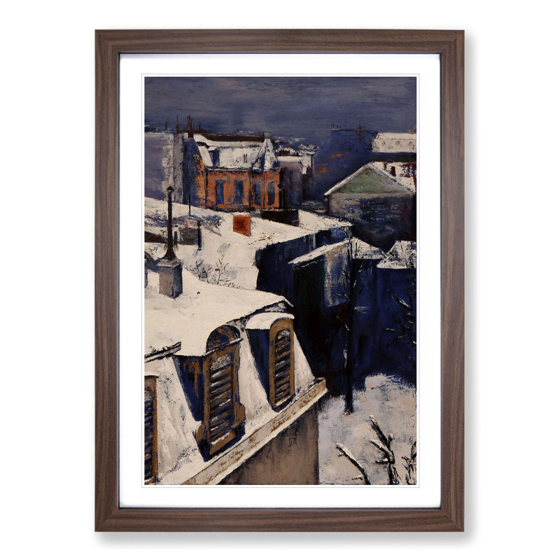 Rooftops in the Snow Vol.1 by Gustave Caillebotte - Picture Frame Painting, 36cm H x 27cm W x 2cm D, Walnut Framed