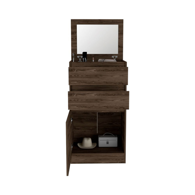 Commode Asturias, boîte à bijoux, finition noyer foncé, Noyer