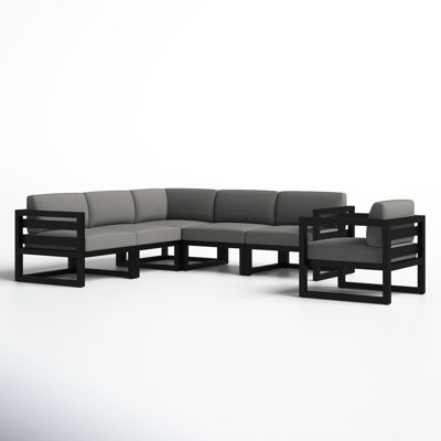 Smith 94'' Wide L-Shaped Powder Coated Aluminum Patio Sectional with Sunbrella® Cushions